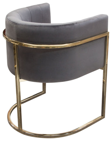 Pandora Dining Chair in Grey Velvet with Polished Gold Frame By Diamond Sofa
