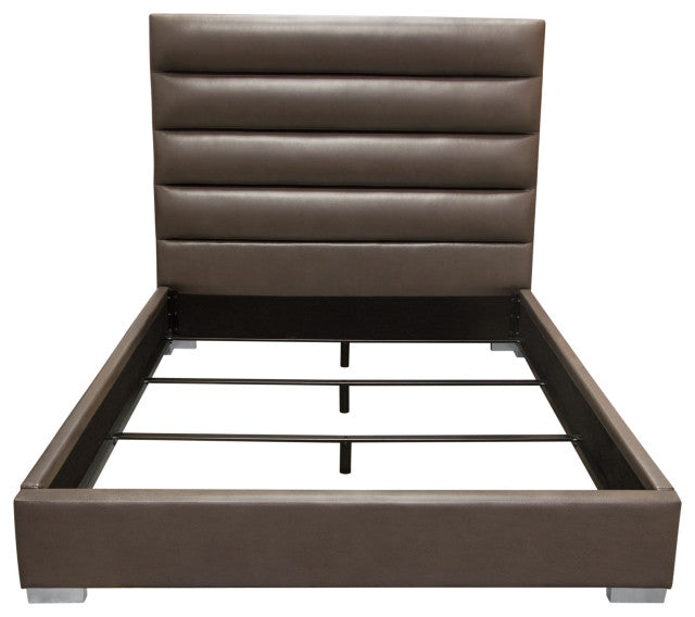 Bardot Channel Tufted Eastern King Bed in Elephant Grey Leatherette By Diamond Sofa