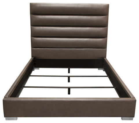 Bardot Channel Tufted Eastern King Bed in Elephant Grey Leatherette By Diamond Sofa