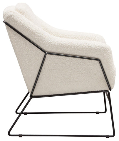 Bryce Accent Chair, Ivory Boucle wrapped, Black Powder Coated Metal Frame By Diamond Sofa