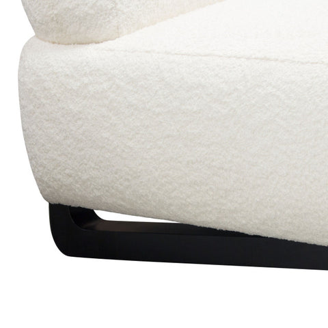 Vesper Armless Chair, Faux White Shearling With Black, Wood Leg Base By Diamond Sofa