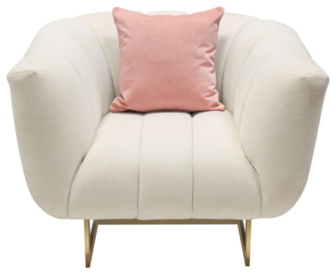 Venus Cream Fabric Chair With Contrasting Pillows and Gold Finished Metal Base By Diamond Sofa