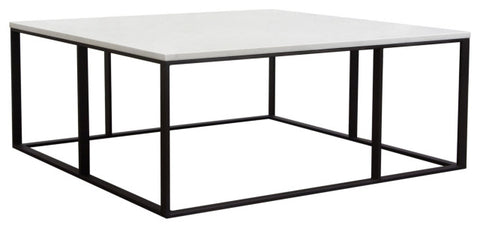 Surface Square Cocktail Table With Metal Base, White By Diamond Sofa