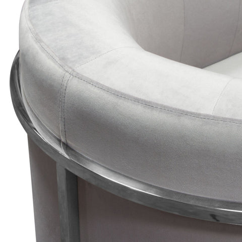 Pandora Accent Chair With Stainless Steel Frame, Gray Velvet By Diamond Sofa