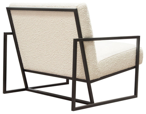 Luxe Accent Chair in Bone Boucle Textured Fabric with Black Powder Coat Frame By Diamond Sofa