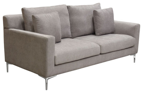 Loose Back Loveseat, Grey Polyester Fabric With Polished Silver Metal Leg By Diamond Sofa