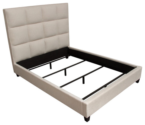 Devon Grid Tufted Eastern King Bed in Sand Fabric By Diamond Sofa