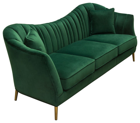 Ava Sofa, Emerald Green Velvet With Gold Leg By Diamond Sofa