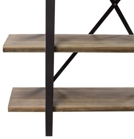 Montana 73" 4-Tiered Shelf Unit in Rustic Oak Finish with Iron Frame By Diamond Sofa