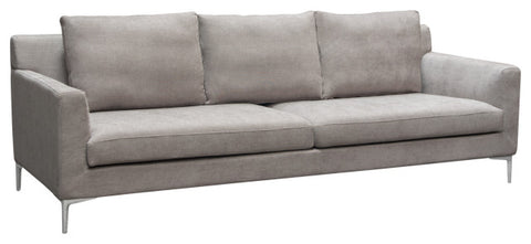 Seattle Loose Back Sofa in Grey Polyester Fabric Polished Silver Metal Leg By Diamond Sofa