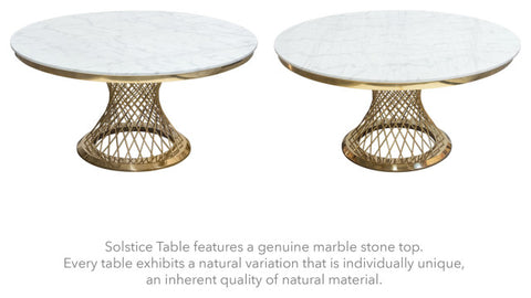 60" Round White Genuine Marble Top Dining Table and Gold Spiral Spoked Base By Diamond Sofa
