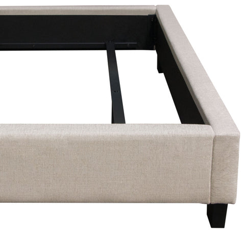 Madison Ave Tufted Wing Eastern King Bed in Sand Button Tufted Fabric By Diamond Sofa