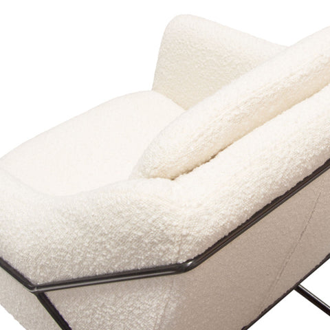 Bryce Accent Chair, Ivory Boucle wrapped, Black Powder Coated Metal Frame By Diamond Sofa