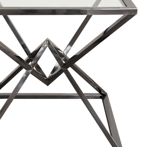 Aria Square End Table wiith Metal Base, Black By Diamond Sofa