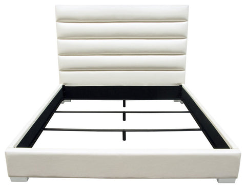 Bardot Channel Tufted Queen Bed, Leatherette, White By Diamond Sofa