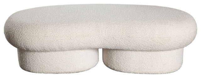 Wave Curved Accent Bench in Ivory Boucle Fabric By Diamond Sofa