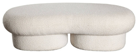 Wave Curved Accent Bench in Ivory Boucle Fabric By Diamond Sofa