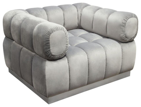 Image Low Profile Chair in Platinum Grey Velvet w/ Brushed Silver Base by By Diamond Sofa
