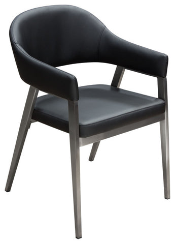 Adele Set of Two Dining or Accent Chairs in Black Leatherette Steel Leg By Diamond Sofa