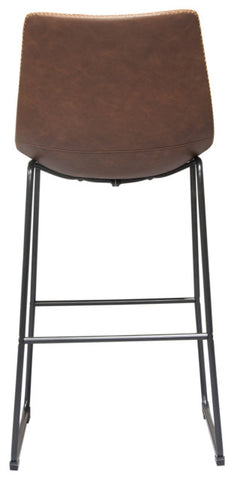 Theo Set of (2) Bar Height Chairs in Chocolate Leatherette Black Metal Base By Diamond Sofa