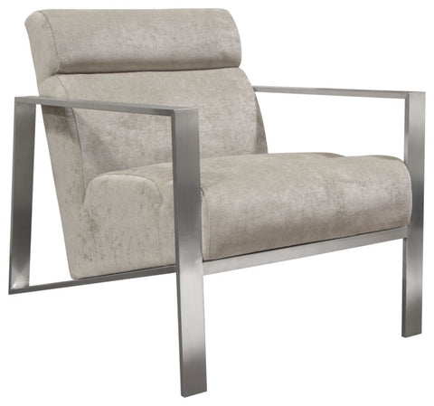 La Brea Accent Chair in Champagne Fabric with Brushed Stainless Steel Frame By Diamond Sofa