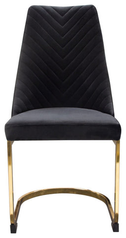 Vogue 2 Dining Chairs With Gold Metal Base, Black Velvet By Diamond Sofa