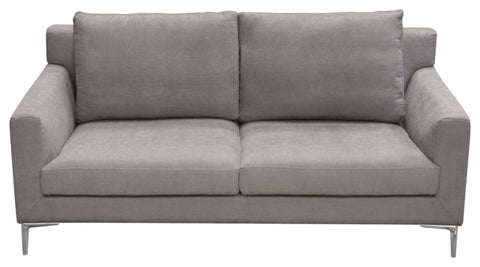 Loose Back Loveseat, Grey Polyester Fabric With Polished Silver Metal Leg By Diamond Sofa