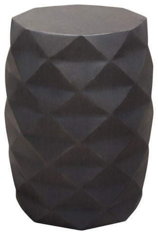 Fig Solid Mango Wood Accent Table in Grey Finish w/ Geometric Motif By Diamond Sofa