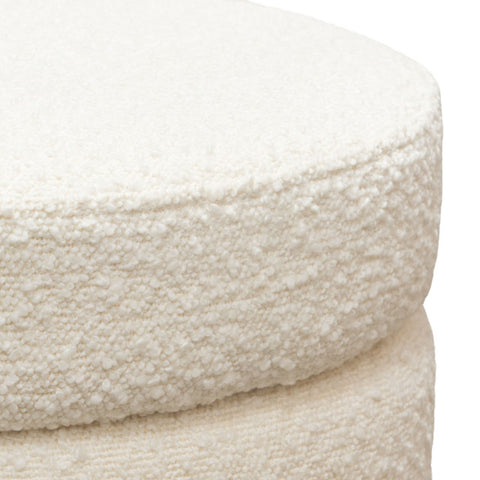 Helix Round Accent Ottoman in Ivory Boucle fabric By Diamond Sofa