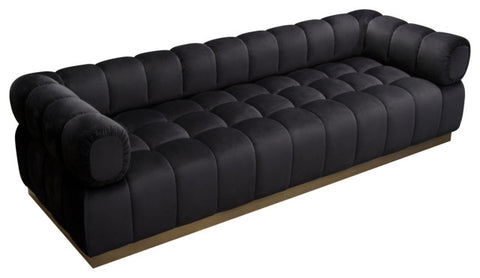 Image Low Profile Sofa in Black Velvet Brushed Gold Base By Diamond Sofa