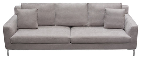 Seattle Loose Back Sofa in Grey Polyester Fabric Polished Silver Metal Leg By Diamond Sofa
