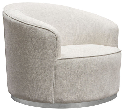 Raven Chair in Light Cream Fabric Brushed Silver Accent Trim By Diamond Sofa