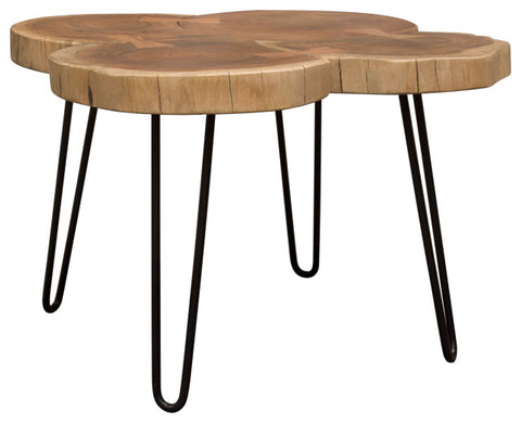 Joss Natural Acacia Live Edge Square Cocktail Table, Black Hairpin Legs By Diamond Sofa