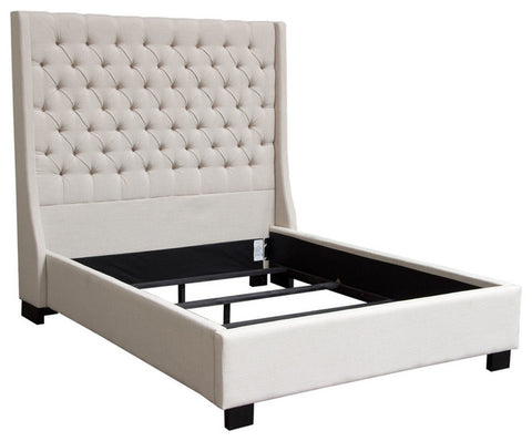 Park Avenue Linen Tufted Bed With Vintage Wing, Desert Sand, Queen By Diamond Sofa