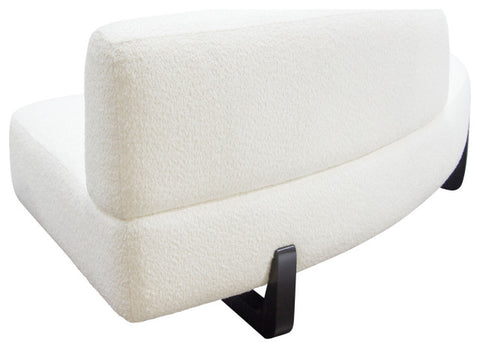 Vesper Curved Armless Left Chaise, Faux White Shearling, Black Wood Leg Base By Diamond Sofa