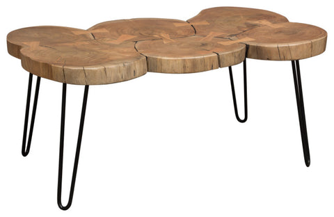 Joss Natural Acacia Live Edge Rectangle Cocktail Table, Black Hairpin Legs By Diamond Sofa
