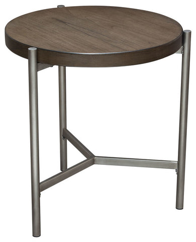 Diamond Sofa Atwood 22" Round End Table With Gray Oak Veneer Top By Diamond Sofa
