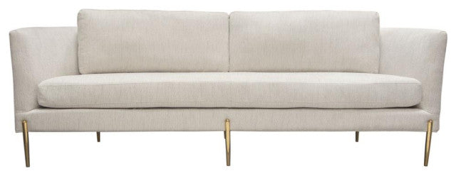 Lane Sofa in Light Cream Fabric with Gold Metal Legs By Diamond Sofa