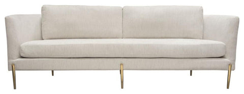 Lane Sofa in Light Cream Fabric with Gold Metal Legs By Diamond Sofa