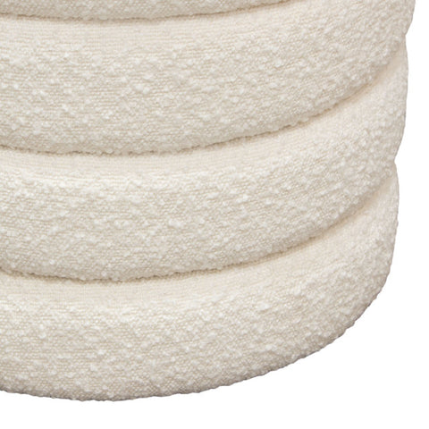 Helix Round Accent Ottoman in Ivory Boucle fabric By Diamond Sofa