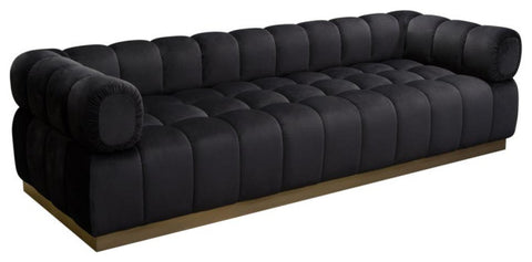 Image Low Profile Sofa in Black Velvet w/ Brushed Gold Base By Diamond Sofa