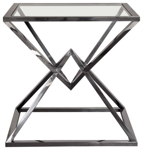 Aria Square End Table wiith Metal Base, Black By Diamond Sofa