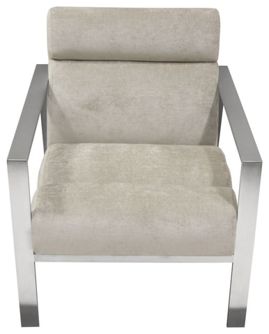 La Brea Accent Chair in Champagne Fabric with Brushed Stainless Steel Frame By Diamond Sofa