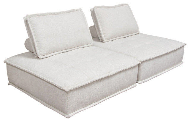 Platform 2-Piece Square Modular Lounger in Light Sand Fabric By Diamond Sofa
