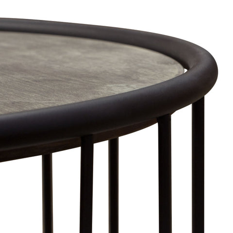 Gibson 22" Round End Table with Grey Oak Finished Top and Metal Base By Diamond Sofa