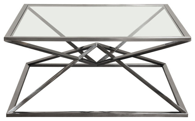 Aria Square Cocktail Table wiith Metal Base, Black By Diamond Sofa