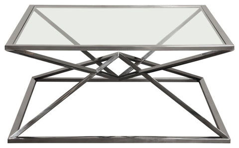 Aria Square Cocktail Table wiith Metal Base, Black By Diamond Sofa