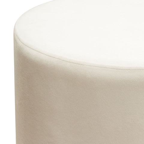 Sorbet Round Accent Ottoman in Cream Velvet Gold Metal Band Accent By Diamond Sofa