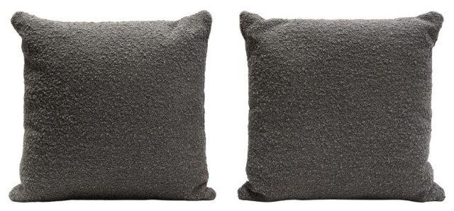 Set of (2) 16 Square Accent Pillows in Charcoal Boucle Textured Fabric by By Diamond Sofa