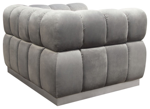 Image Low Profile Chair, Platinum Gray Velvet With Brushed Silver Base By Diamond Sofa